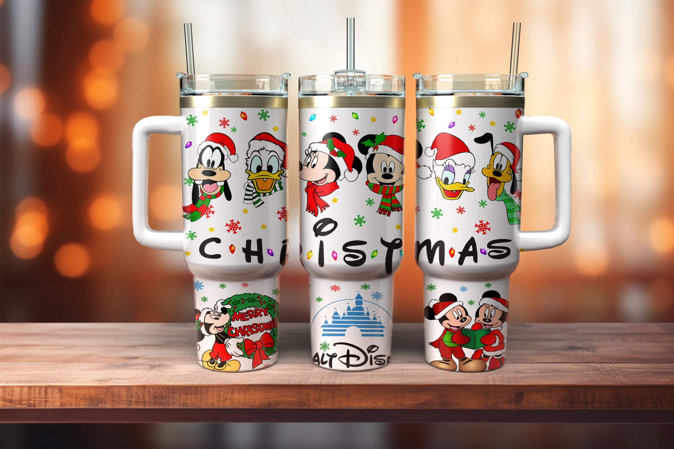 Festive Disney Christmas Travel Mug - Mickey & Friends Holiday Edition