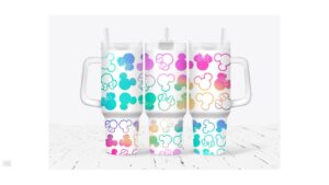 Colorful Mickey Mouse Patterned Tumbler with Handle - 40oz Insulated Cup