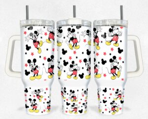 Disney Mickey Mouse Patterned Tumbler with Straw - Fun & Functional