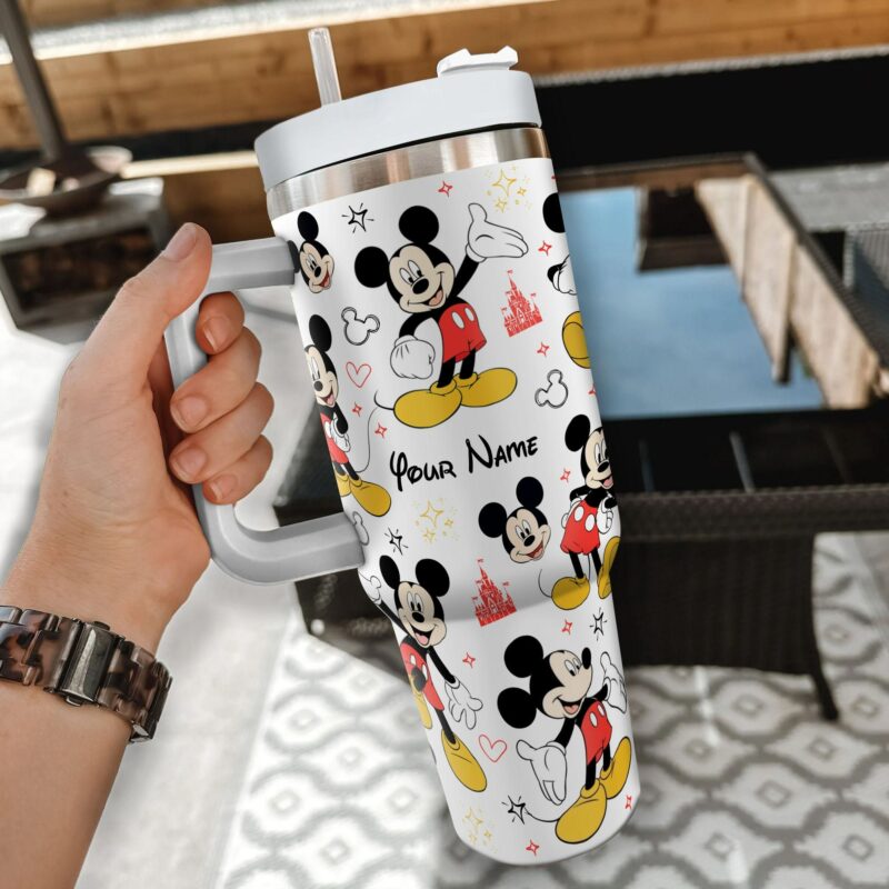 Mickey Mouse Disney Cartoon Custom Stanley Quencher 40oz Stainless Steel Tumbler With Handle - Threewoofs - Image 2