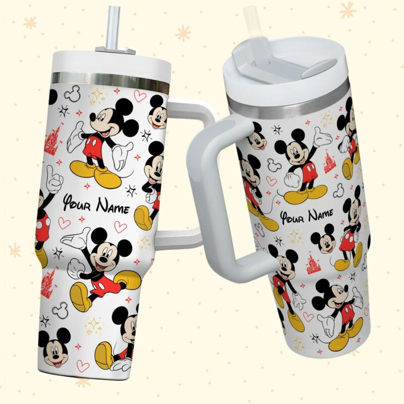 Mickey Mouse Disney Cartoon Custom Stanley Quencher 40oz Stainless Steel Tumbler With Handle - Threewoofs - Image 3