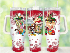 Festive Holiday Tumbler with Iconic Characters - Perfect for Hot & Cold Drinks
