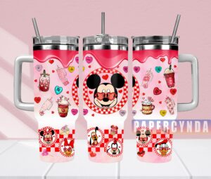 Cute Valentine's Day Cartoon Tumbler with Straw - Perfect Gift for Loved Ones