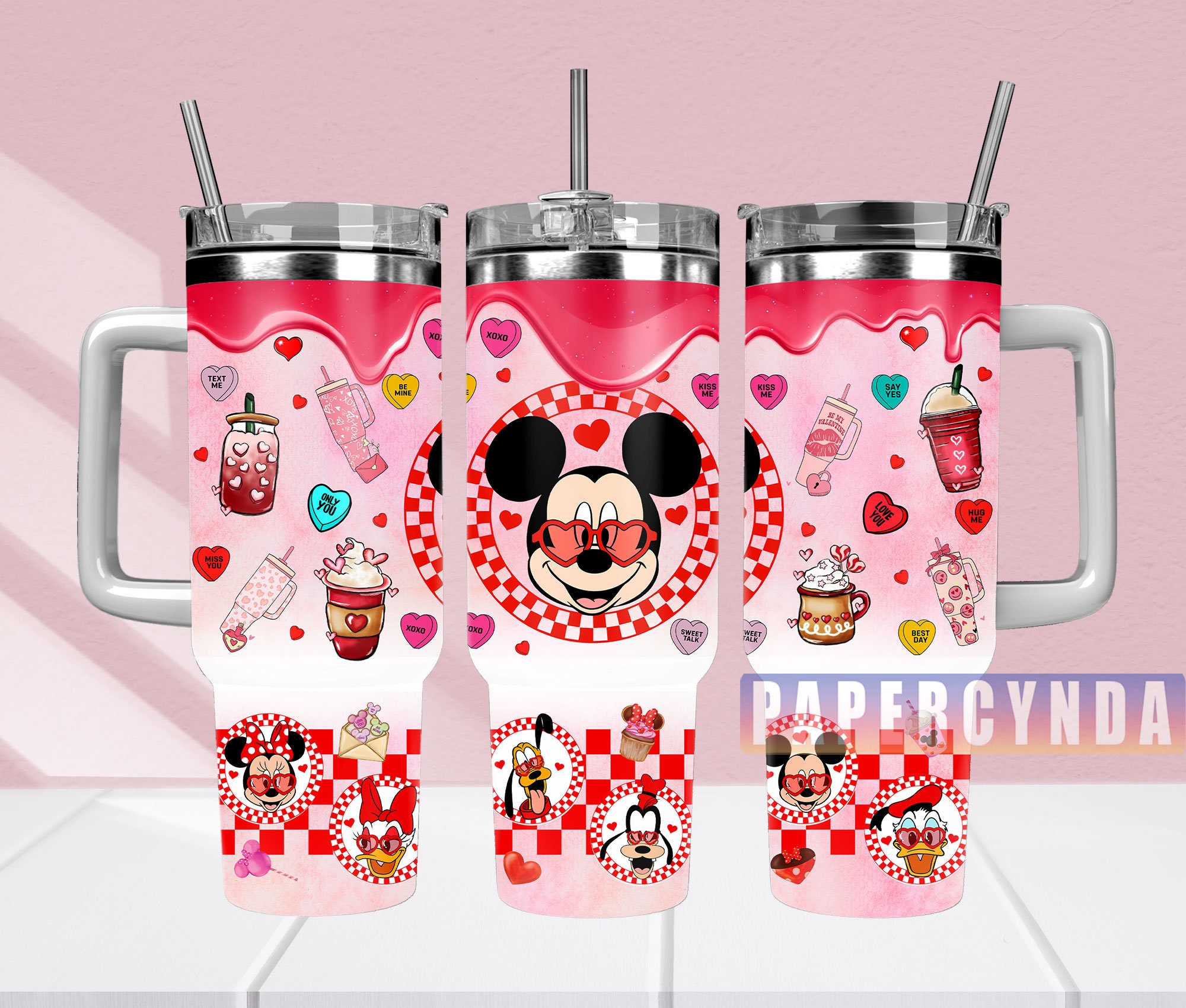 Cute Valentine's Day Cartoon Tumbler with Straw - Perfect Gift for Loved Ones