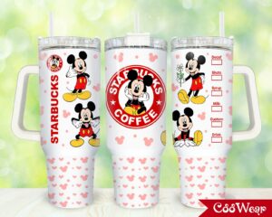 Disney-Inspired Coffee Tumbler with Handle - Mickey Mouse Design