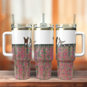 Miniature Donkeys in Snow Custom Stanley Quencher 40oz Stainless Steel Tumbler With Handle - Threewoofs