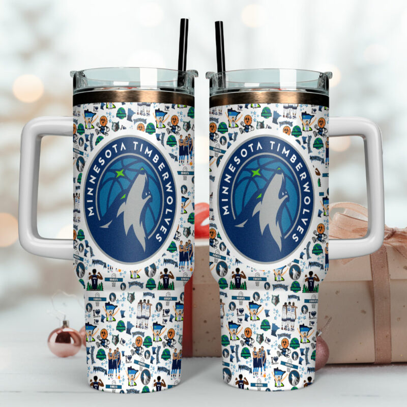 Minnesota Timberwolves NBA Sports Custom Stanley Quencher 40oz Stainless Steel Tumbler With Handle - Threewoofs - Image 4