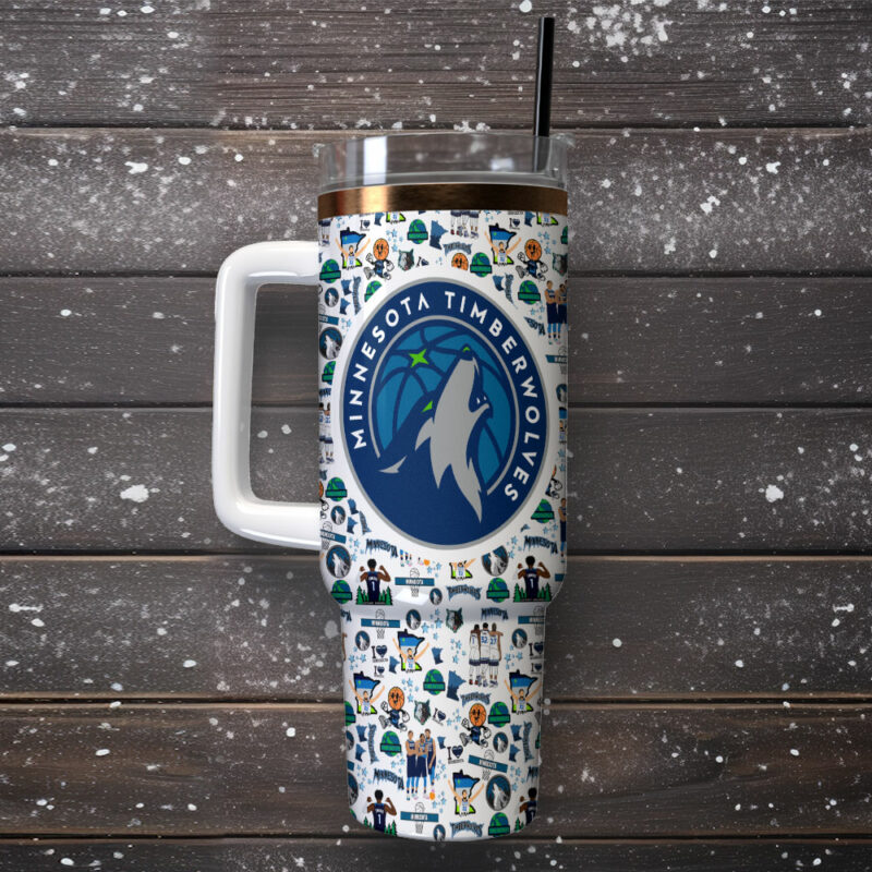 Minnesota Timberwolves NBA Sports Custom Stanley Quencher 40oz Stainless Steel Tumbler With Handle - Threewoofs - Image 2