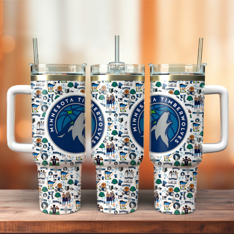 Minnesota Timberwolves NBA Sports Custom Stanley Quencher 40oz Stainless Steel Tumbler With Handle - Threewoofs