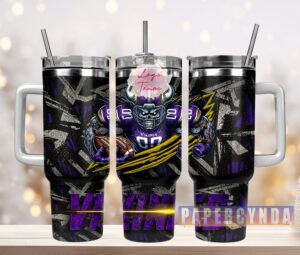 Vibrant Viking Warrior Insulated Tumbler with Handle - Perfect for Game Days