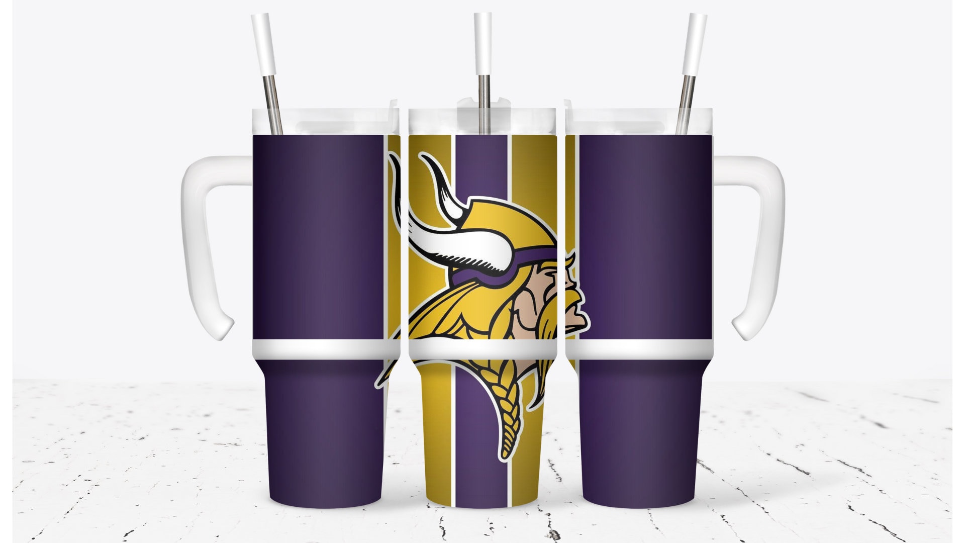 Vibrant Viking Tumbler with Handle & Straw – Perfect for Sports Fans