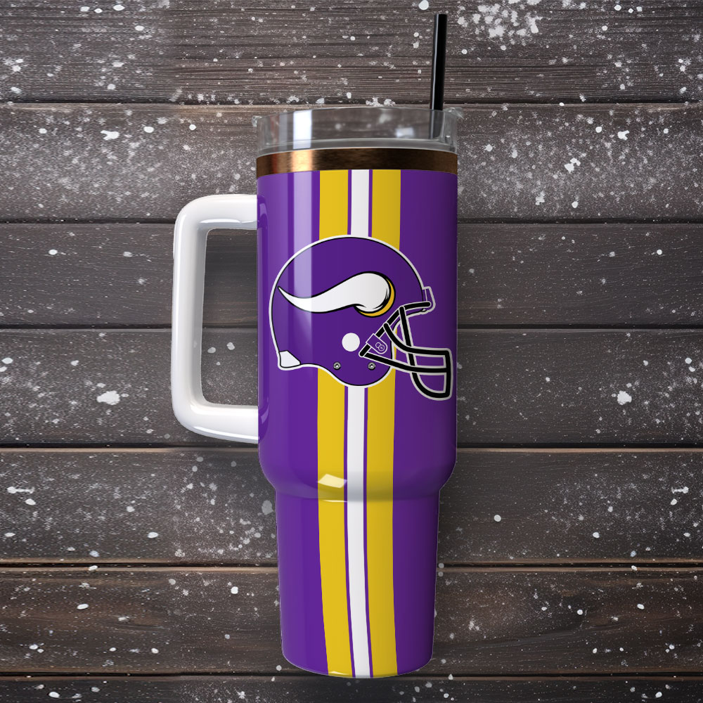 Vibrant Purple Football Team Insulated Tumbler with Handle – Perfect for Fans - Image 4