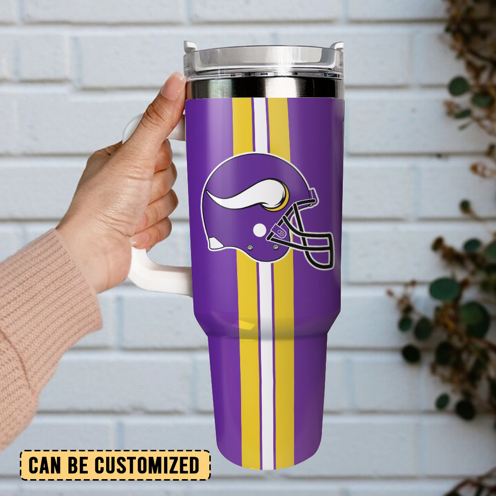Vibrant Purple Football Team Insulated Tumbler with Handle – Perfect for Fans - Image 2