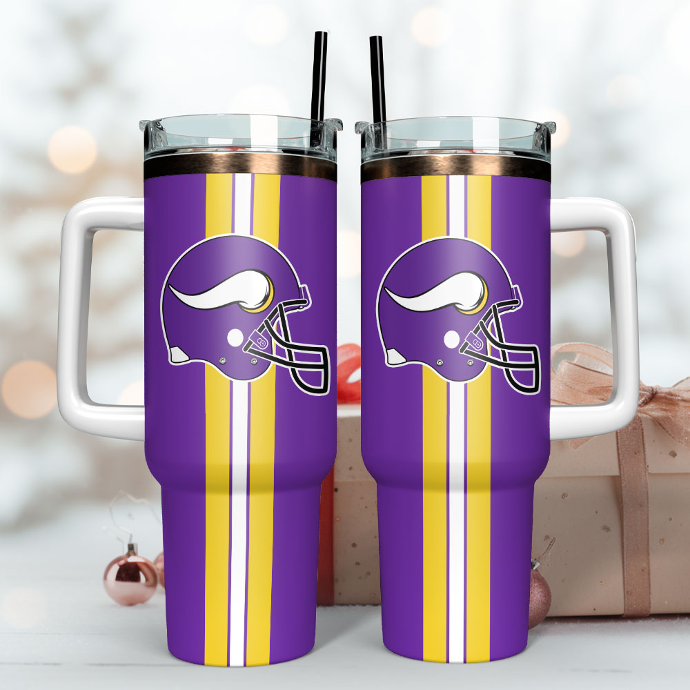 Vibrant Purple Football Team Insulated Tumbler with Handle – Perfect for Fans - Image 3
