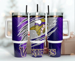 Minnesota Vikings NFL Custom Stanley Quencher 40oz Stainless Steel Tumbler With Handle - Threewoofs