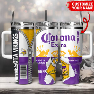 Customizable Minnesota Vikings Tumbler - Personalized Beer Design Mug