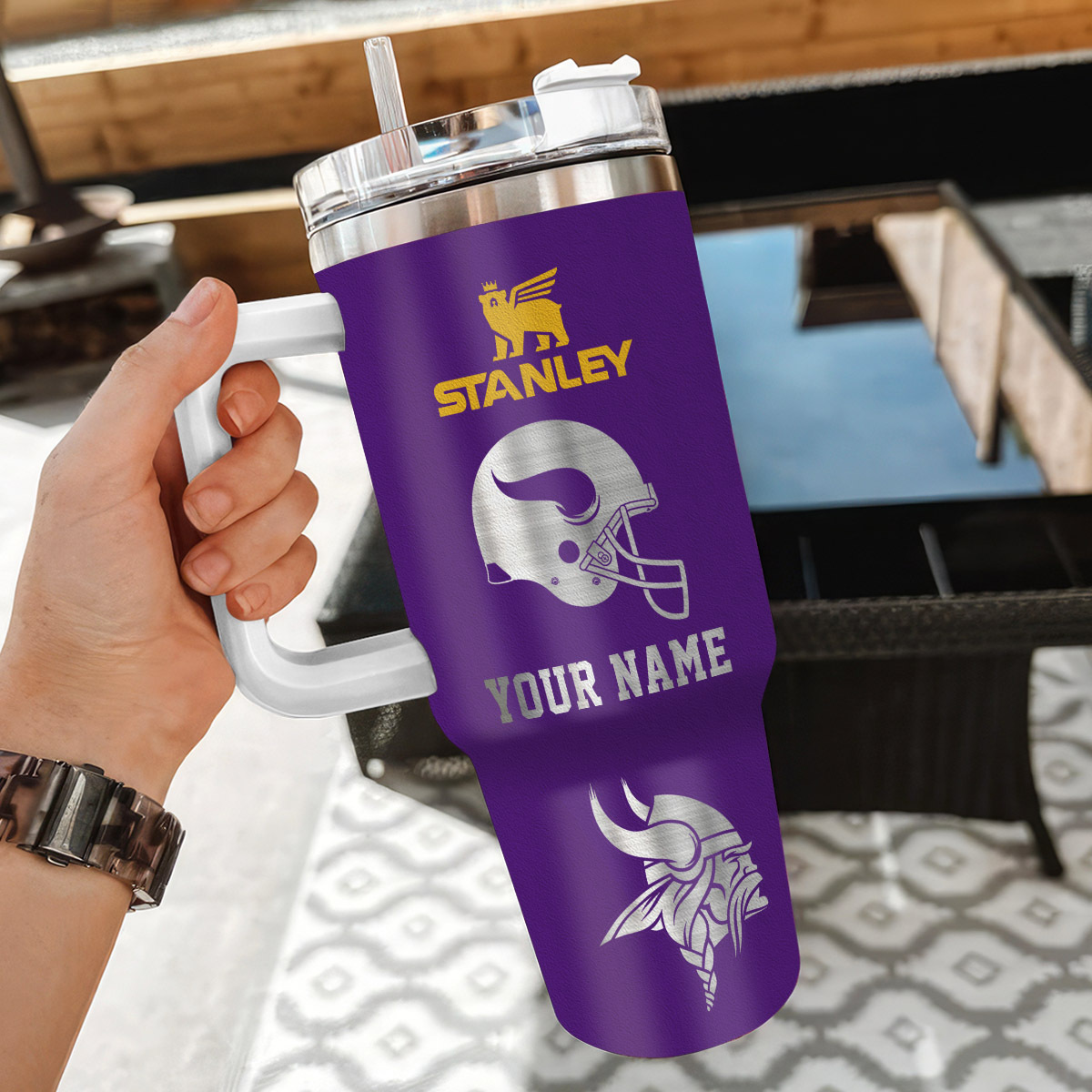 Personalized Minnesota Vikings Tumbler - Custom Name & Logo - Image 3