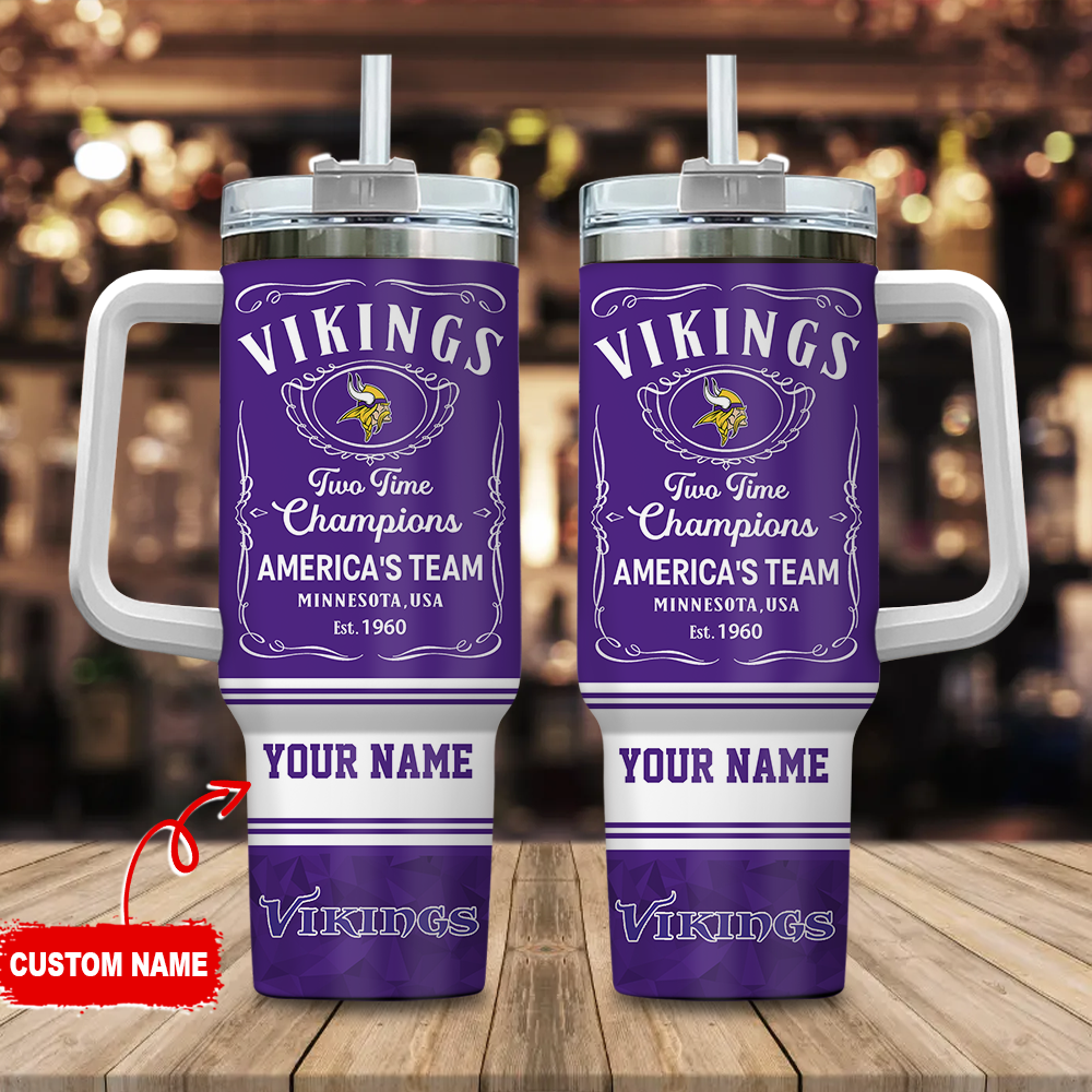 Custom Name Vikings Champion Tumbler - Personalized Sports Fan Gift
