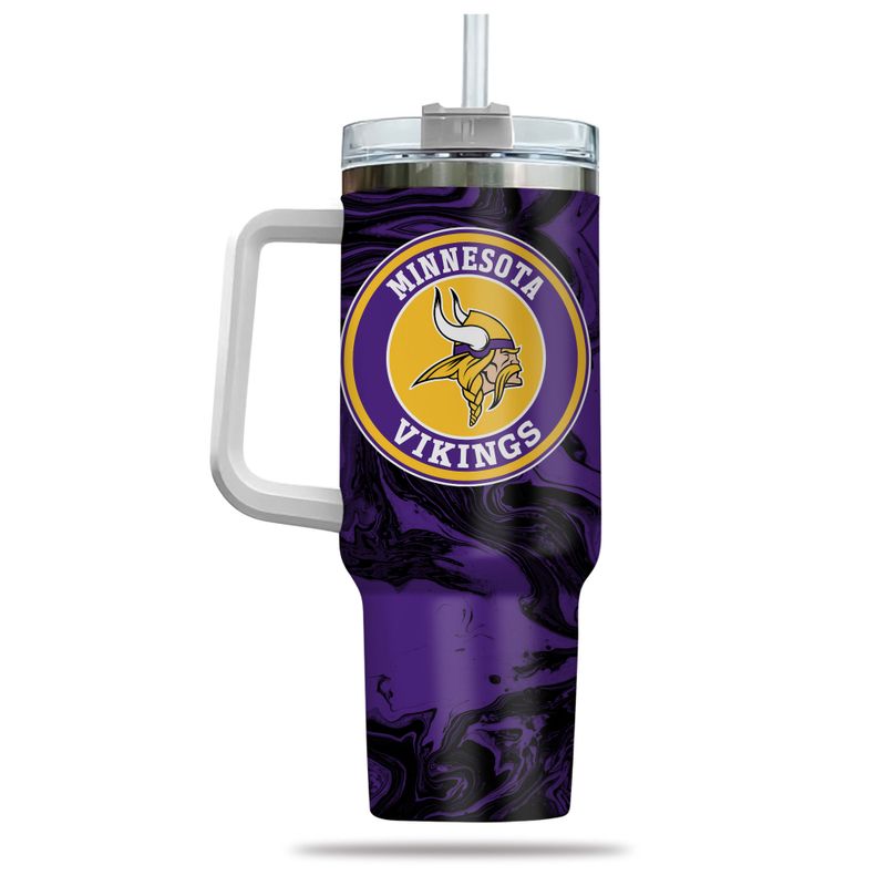 Minnesota Vikings Insulated Tumbler with Handle & Straw - 40oz - Image 3