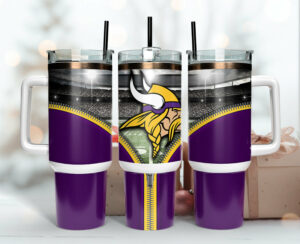 Vibrant Viking Fan Tumbler - Insulated Travel Mug with Handle & Straw
