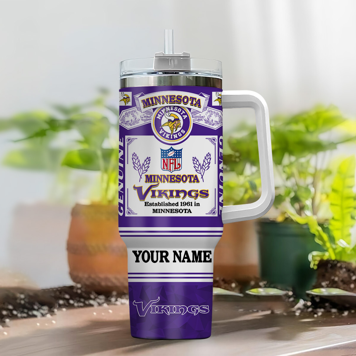 Personalized Minnesota Vikings Tumbler - Custom NFL Fan Gift - Image 2