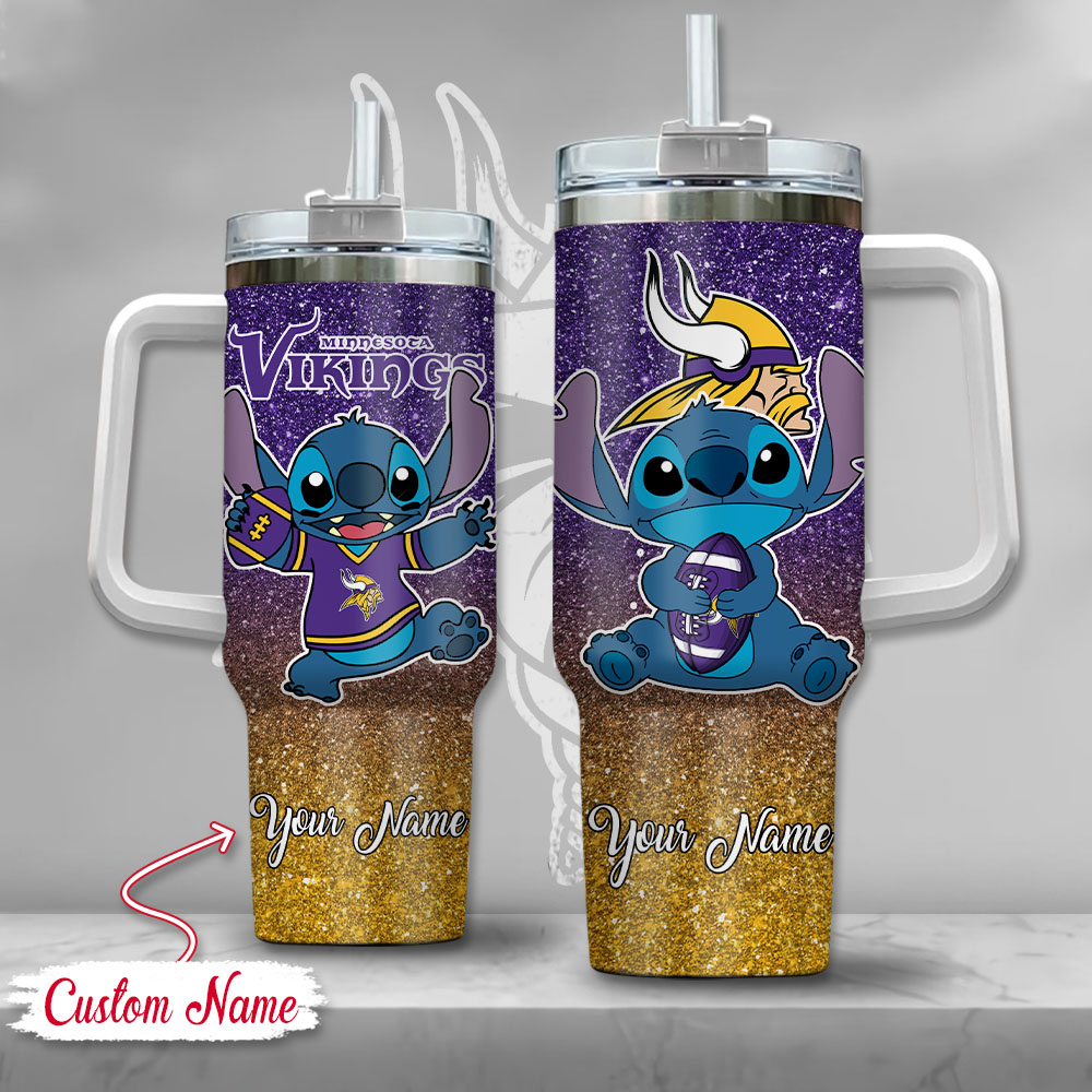 Custom Name Viking Fan Tumbler with Cute Character Design
