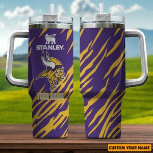 Custom Name Insulated Travel Mug - Vibrant Purple & Gold Design