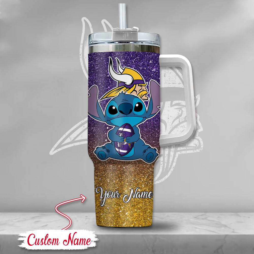 Custom Name Viking Fan Tumbler with Cute Character Design - Image 2