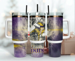 Vibrant Viking Design Insulated Tumbler with Straw – Perfect Gift