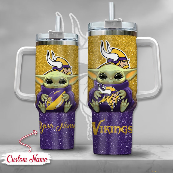 Custom Name Vikings Tumbler - Cute Character Design, Perfect Gift