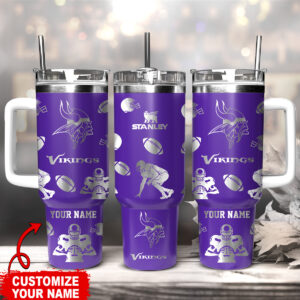 Customizable Vikings Tumbler - Personalized Travel Mug for Football Fans
