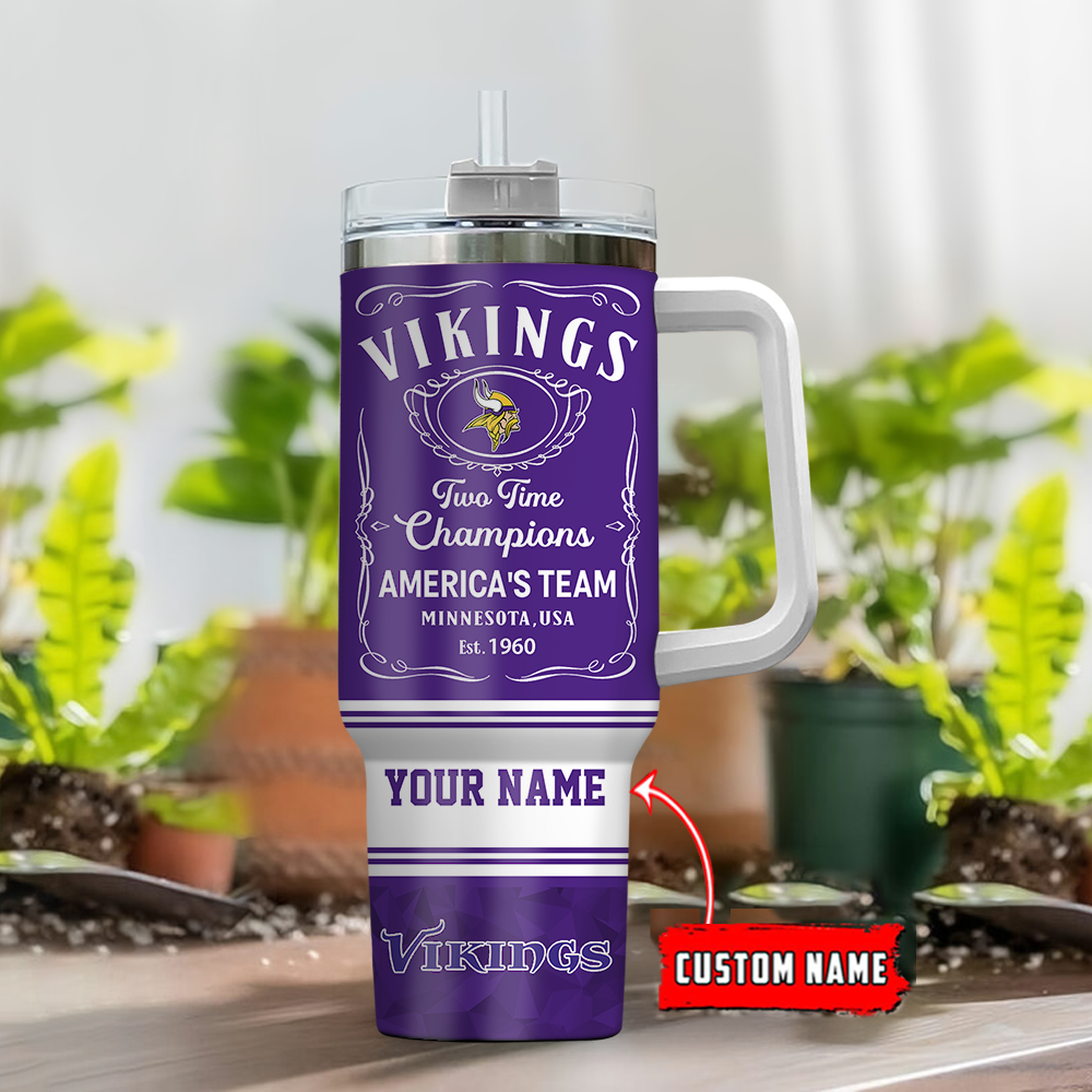 Custom Name Vikings Champion Tumbler - Personalized Sports Fan Gift - Image 2