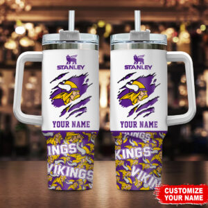 Personalized Vikings Tumbler - Custom Name Stanley Cup for Ultimate Fans