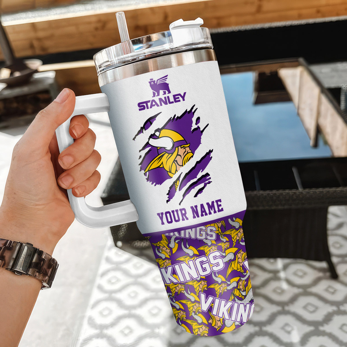 Personalized Vikings Tumbler - Custom Name Stanley Cup for Ultimate Fans - Image 3
