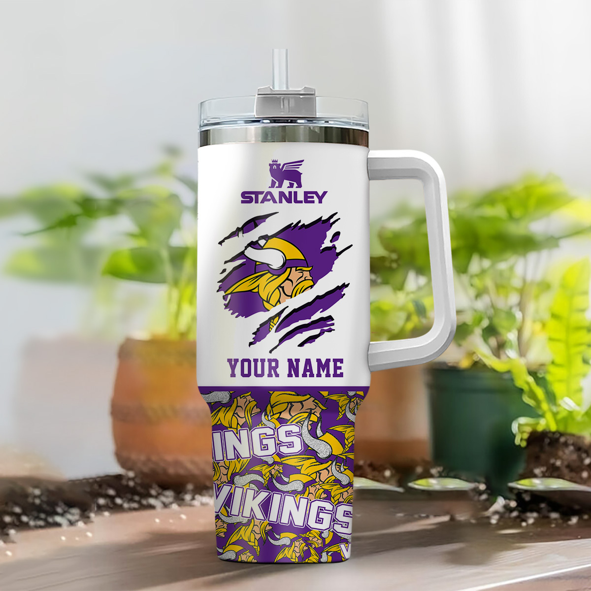 Personalized Vikings Tumbler - Custom Name Stanley Cup for Ultimate Fans - Image 2