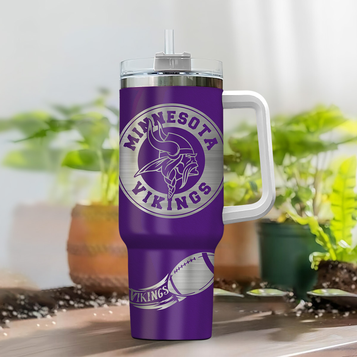 Personalized Minnesota Vikings Tumbler - Custom Name & Logo - Image 2