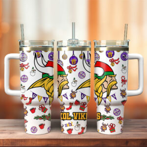 Minnesota Vikings NFL Custom Stanley Quencher 40oz Stainless Steel Tumbler With Handle - Threewoofs