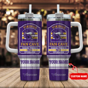 Custom Vikings Fan Cave Tumbler - Personalized Name & Logo Design