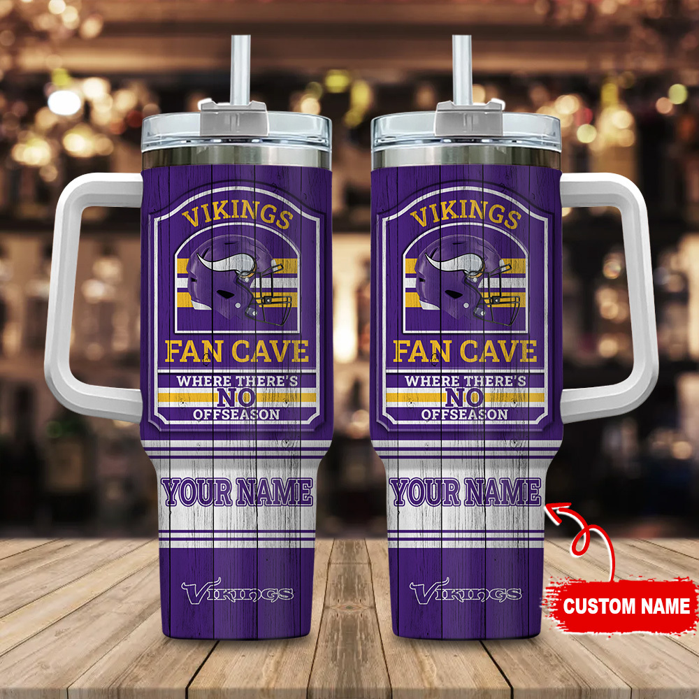 Custom Vikings Fan Cave Tumbler - Personalized Name & Logo Design