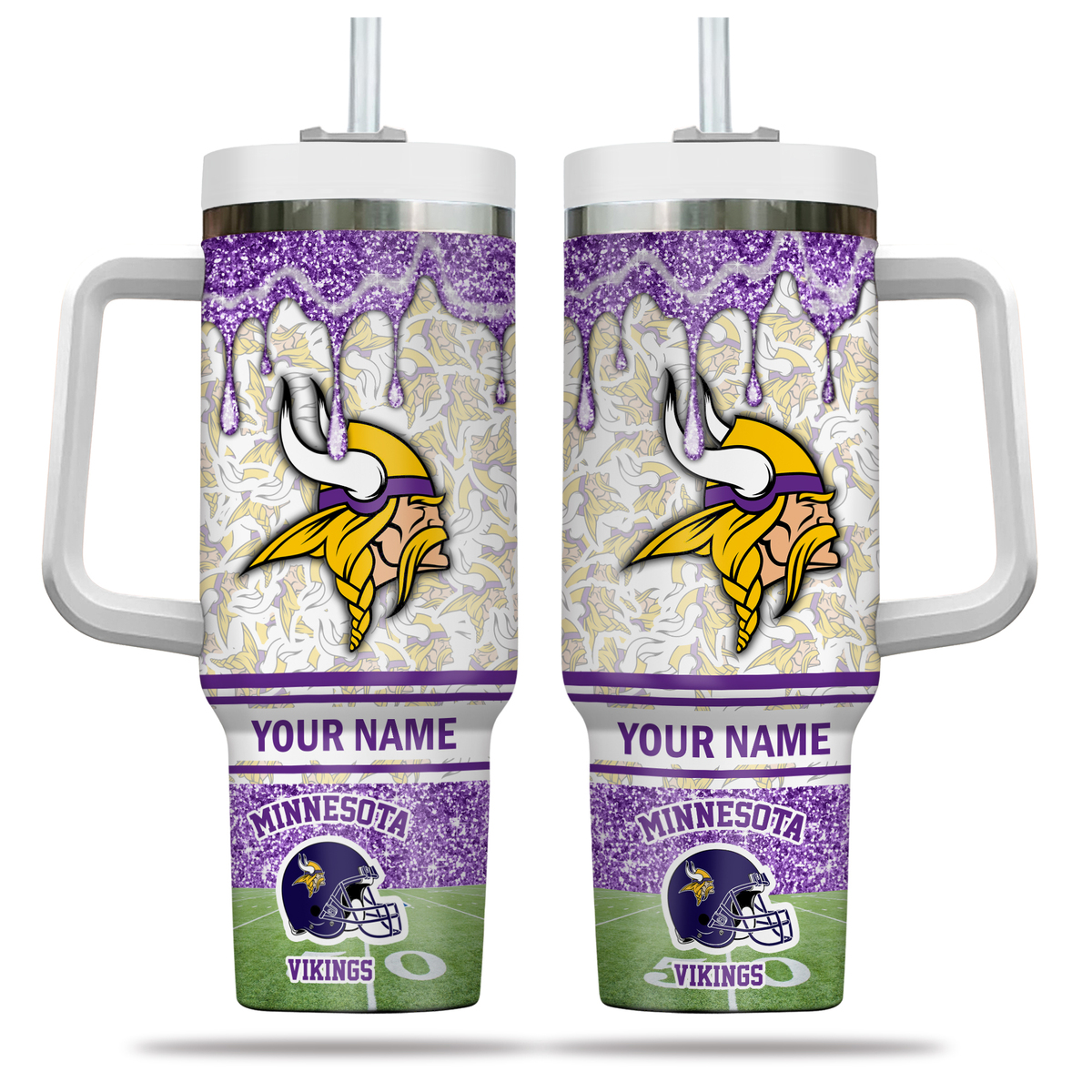 Custom Name Glitter Tumbler with Handle - Perfect Gift for Sports Fans - Image 2