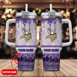 Custom Name NFL Team Logo Tumbler with Handle - Personalized Sports Fan Gift