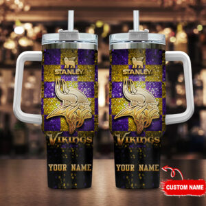 Custom Name Viking-Themed Stanley Tumbler with Handle & Straw - Personalized Gift