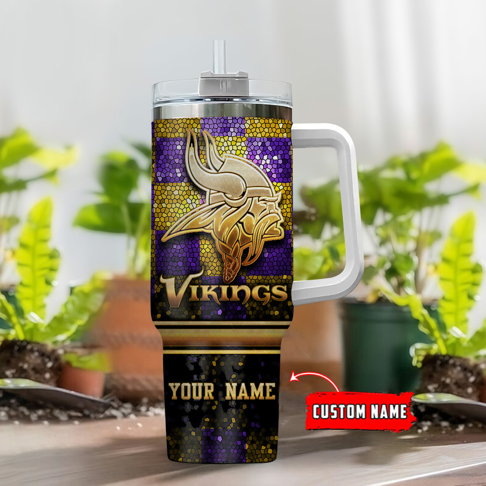 Custom Viking-Themed Tumbler with Handle and Straw - Personalized Gift - Image 2
