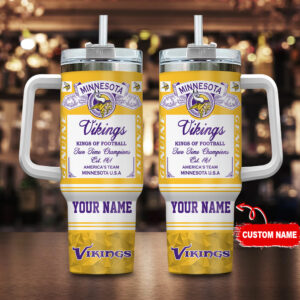 Custom Minnesota Vikings Tumbler - Personalized Name, NFL Champions Mug
