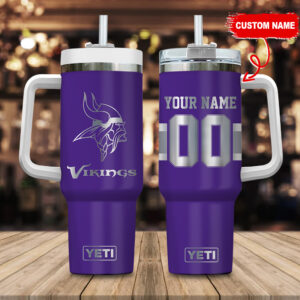 Customizable Vikings YETI Mug with Handle - Personalized Name & Number