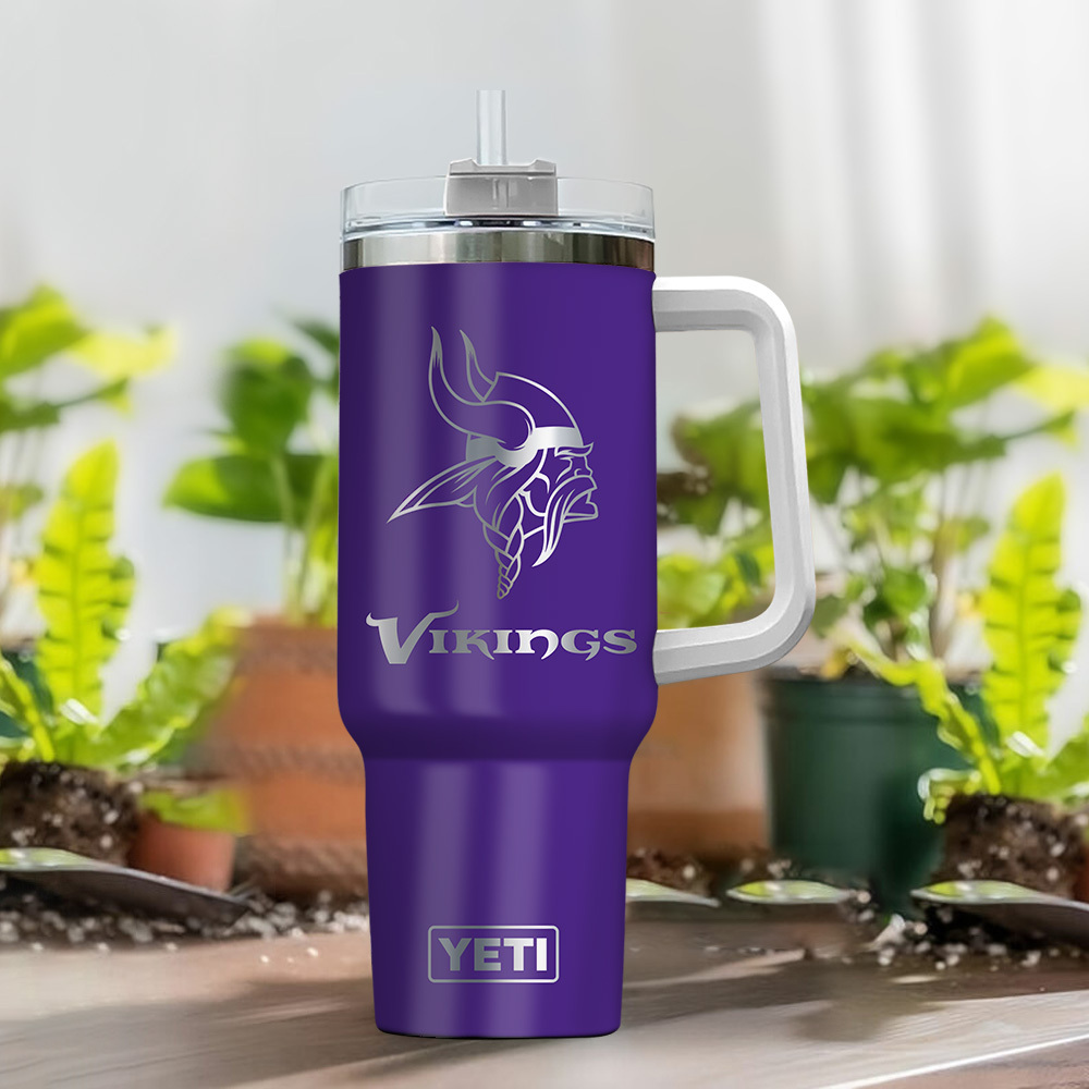 Customizable Vikings YETI Mug with Handle - Personalized Name & Number - Image 2