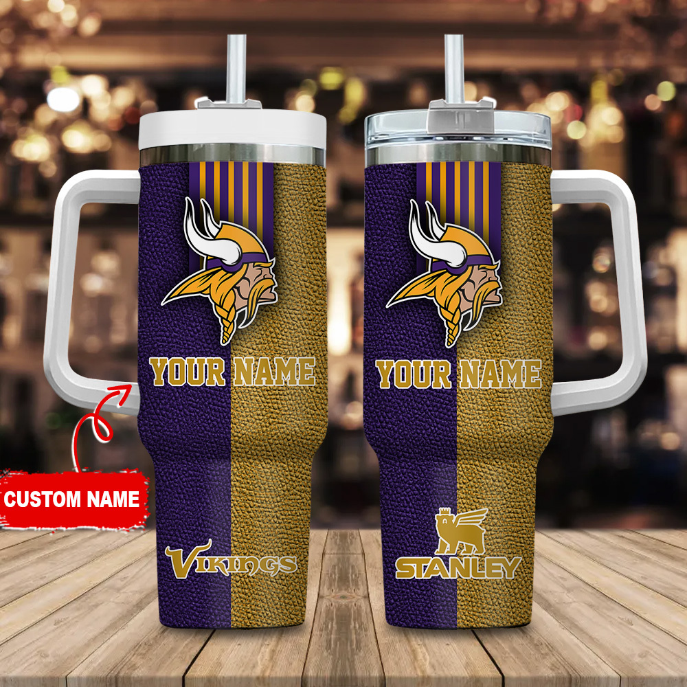 Custom Name Viking Tumbler - Personalized Insulated Mug with Handle & Straw