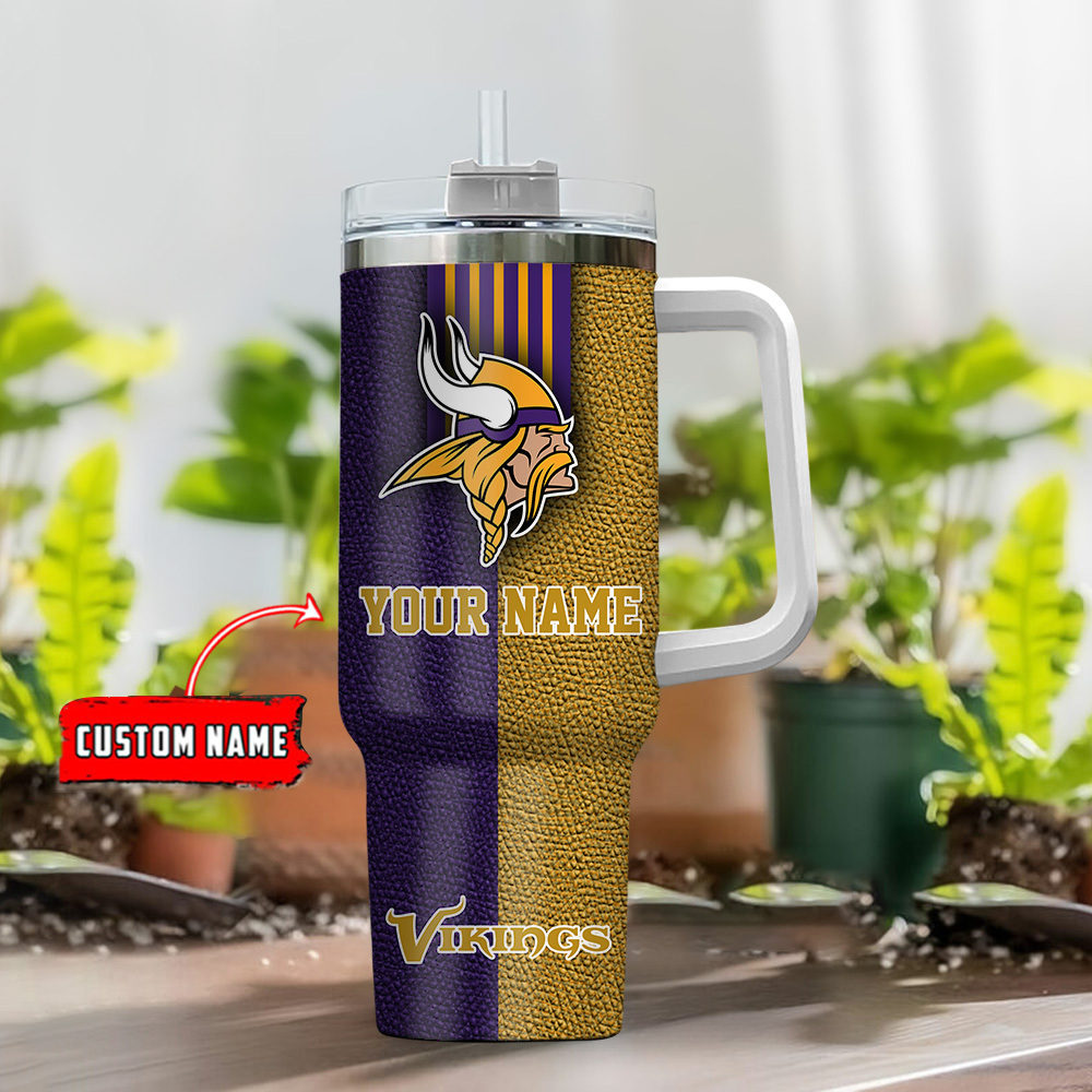 Custom Name Viking Tumbler - Personalized Insulated Mug with Handle & Straw - Image 2