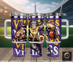 Viking-Themed Insulated Tumbler with Handle - Double-Walled, Leak-Proof, 40oz