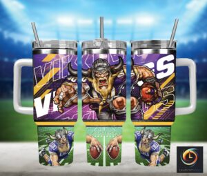 Viking Warrior Football Tumbler Mug with Handle – Ultimate Fan Gift